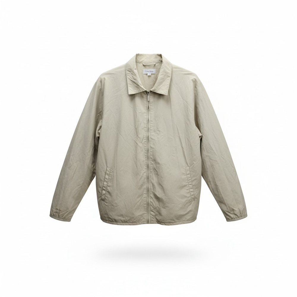 Calvin Klein Men's Beige Full-Zip Collared Long-Sleeves Jacket Size XXL